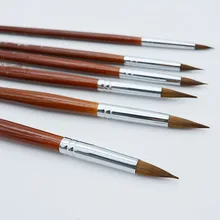 6 шт./компл., кончик шерсть ласки длинный стержень крючок проволока кисть гуашь, акварель живопись маслом принадлежности художественные кисти акриловая ручка для рисования