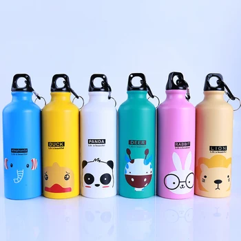 

Cartoon Animal Family Sports Water Bottles Rabbit Elephant Lion Deer Panda Duck Environmental Portable Aluminum Bottle