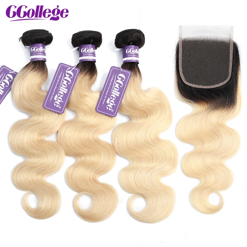 Ombre 1b/613 Body Wave Bundles With Closure Malaysian Human Hair Weave Blonde Bundles With Lace Closure Remy Hair Extensions Ombre 1b/613 Body Wave Bundles With Closure Malaysian Human Hair Weave Blonde Bundles With Lace Closure Remy Hair Extensions