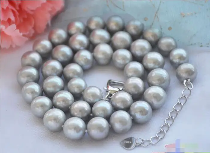 

FREE SHIPPING HOT sell new Style >>>>18" 11mm ROUND GRAY Freshwater cultured PEARL NECKLACE