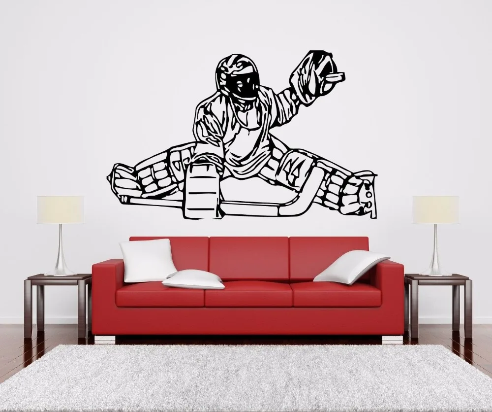 Wall Decal Sticker Bedroom hockey player goalkeeper sport game nursery