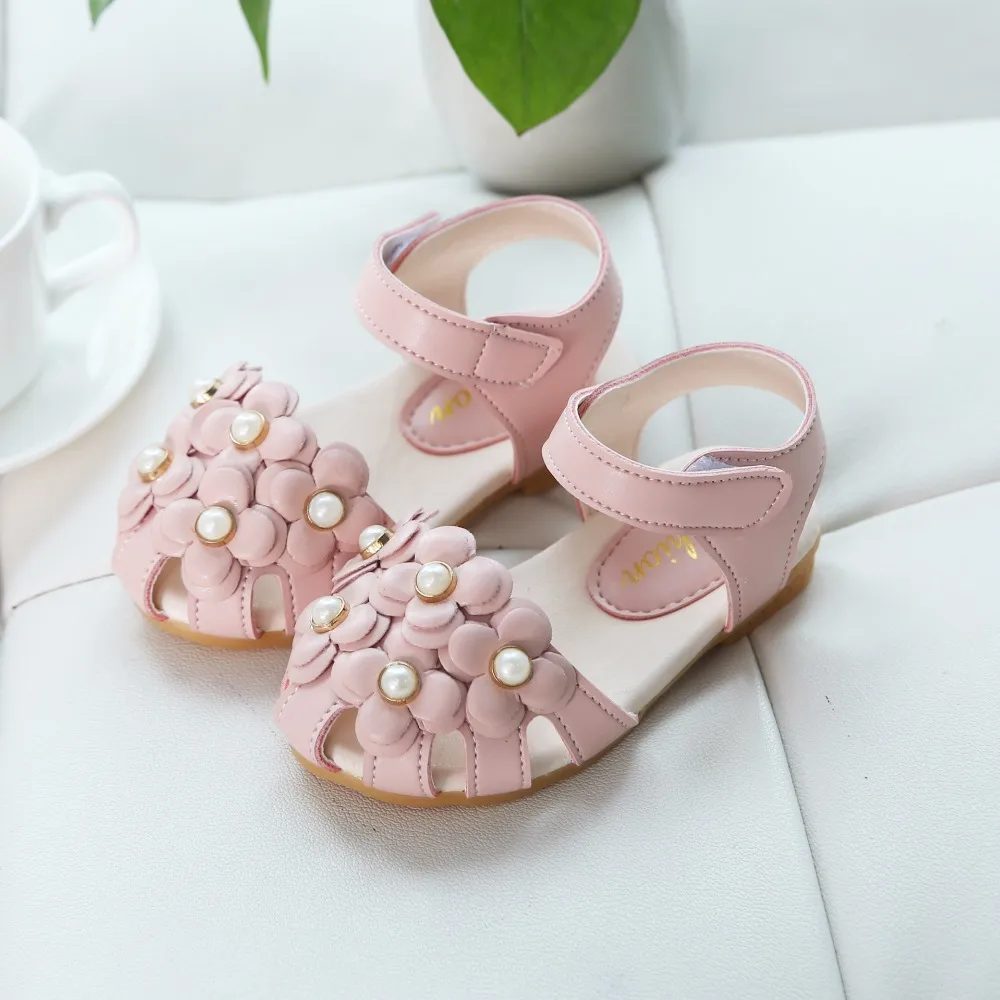 Новые летние женские сандалии для девочек цветок детская обувь для девочек белый розовый принцесса обувь для девочек Дети кожаные туфли S8S03