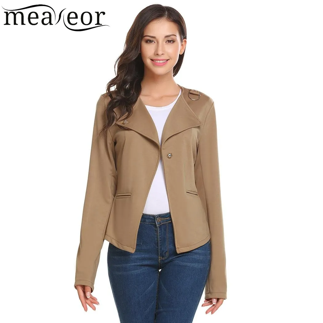 Buy Meaneor Women Short Jacket Casual Autumn O Neck