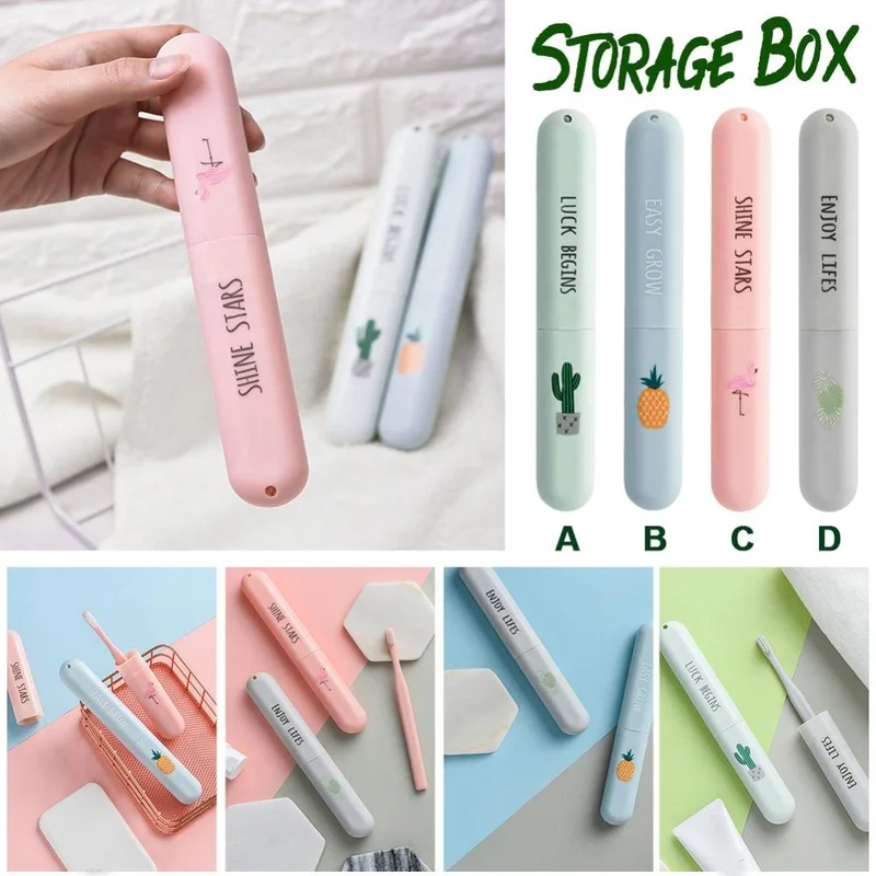 

1pc Cute Portable Toothbrush Cover Holder Outdoor Hiking Camping Travel Toothrush Cap Case Protect Storage Box Bathroom Set