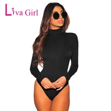 LIVA GIRL Women Sexy Warm Turtleneck Long Sleeve Bodycon Bodysuit 2019 Spring Autumn Mujer Jumpsuit Skinny Femme Bodysuits White