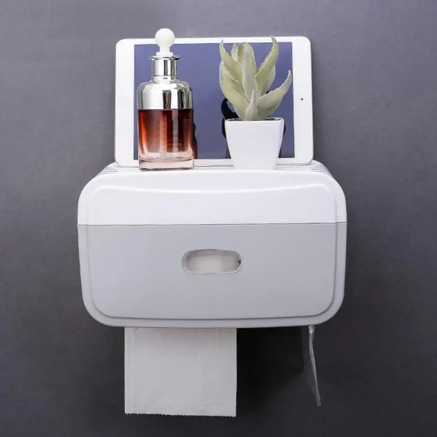 

Multifunctional Nail-Free Wall Hanging Roll Paper Holder Waterproof Tissue Rack Kitchen Garbage Bag Storage Box