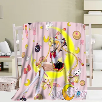 

Custom Sailor Moon Travel Blanket Home TV Casual Relax for Family Soft Fluffy Warm Blanket
