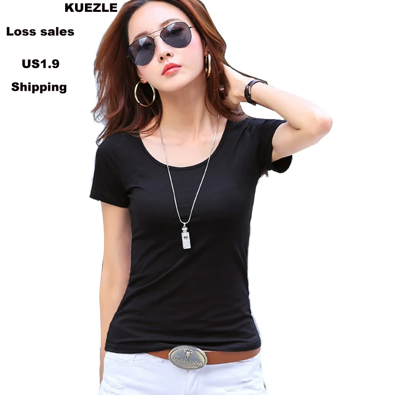 

Tee Top Basic T Shirt Fashion Women Japanese Harajuku Cute Solid Short Sleeve Sleeve T-Shirts Lady Girls Basic Tee Shirts Black