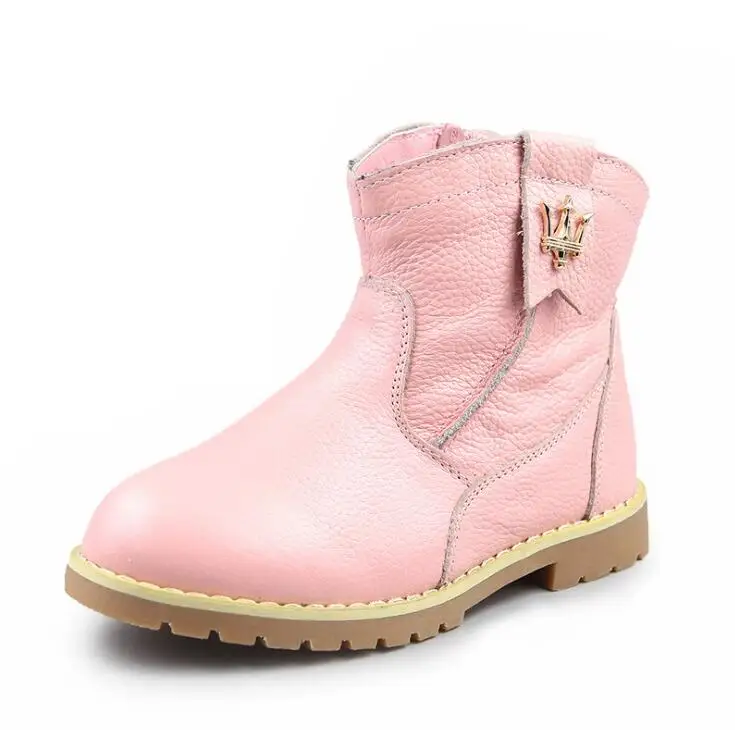 

2018 Autumn&Winter Warm Girls Martin Boots Genuine Leather Child Fashion Cowhide Princess Ankle Boots Student booties Kids sneak