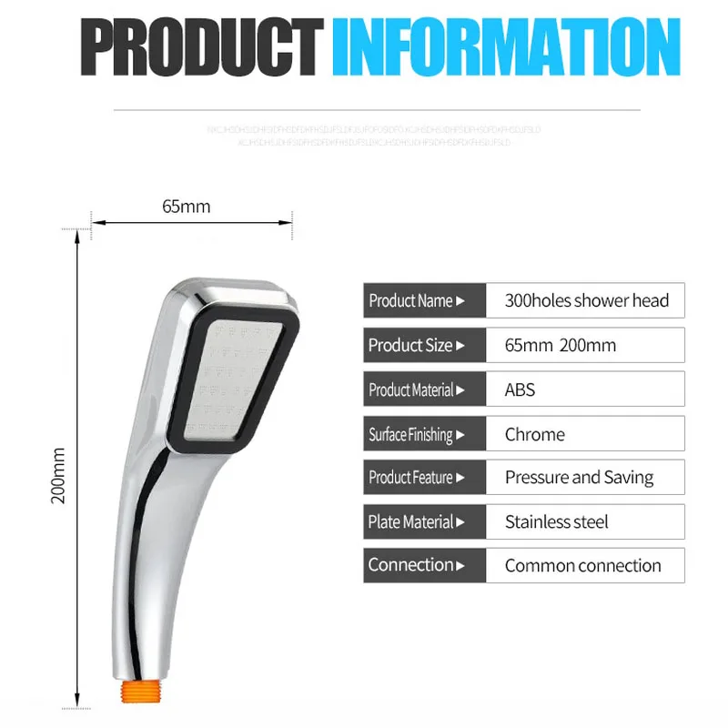Ручная душевая головка высокого давления хромированная панель обтекаемая водосберегающая квадратная ванная комната 300 отверстия душевая головка
