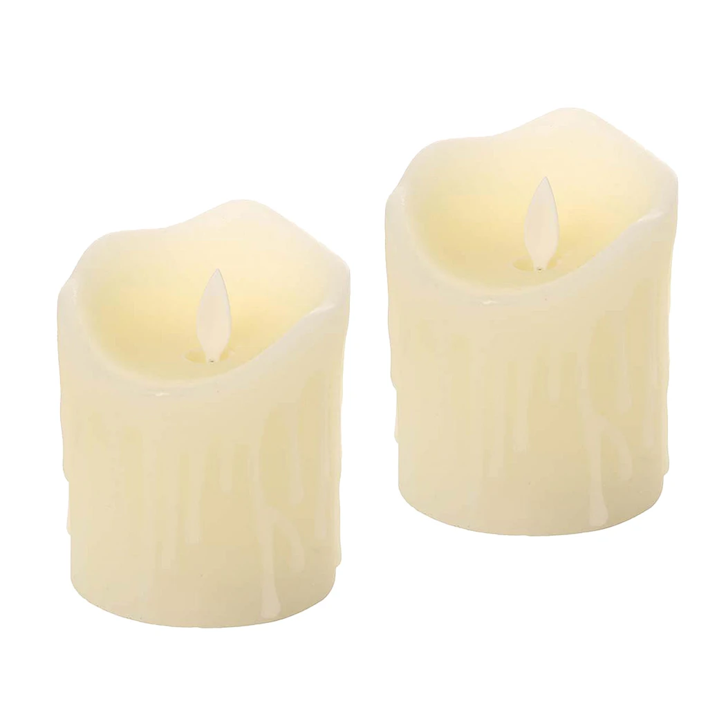 2pcs Flickering Flames Candles Realistic LED Candle Dancing Flame Light Indoor and Outdoor Battery Operated Wedding Party Decor
