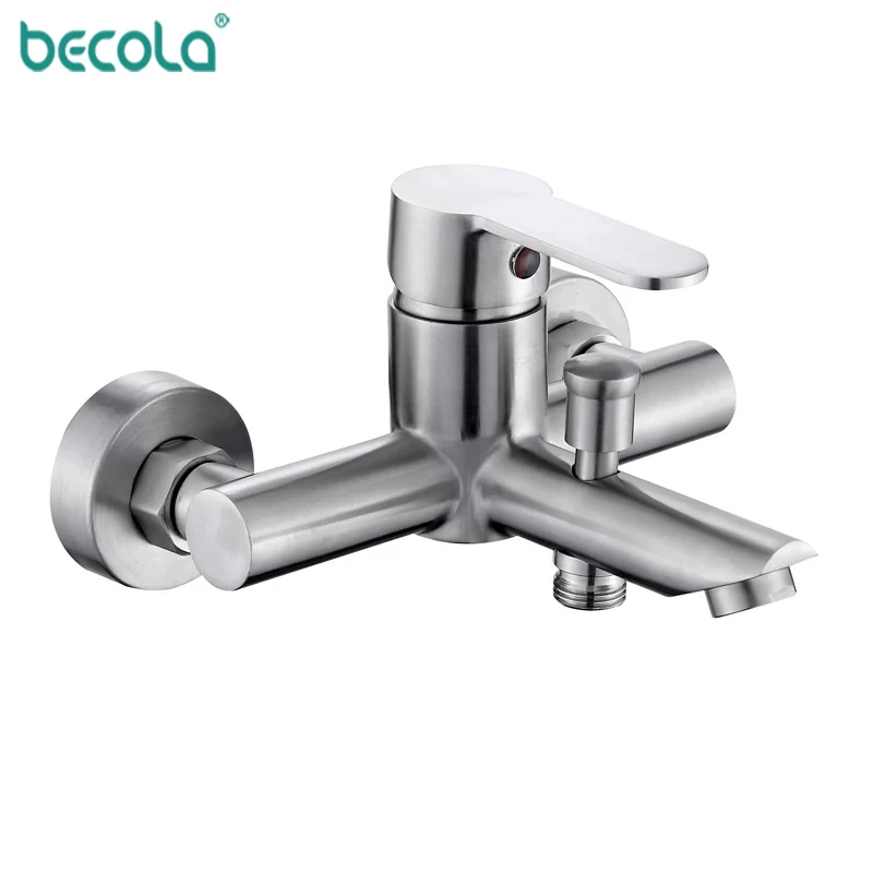 Billig BECOLA 304 edelstahl bad Becken badewanne dusche Mixer wasserhahn Mit Griff Dusche Wasserhahn Badewanne Wasserhahn Set