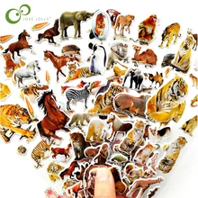10 folhas 3d animais adesivos brinquedos para crianças em scrapbook telefone portátil presentes animais tigre leão dinossauro adesivo yyy gyh