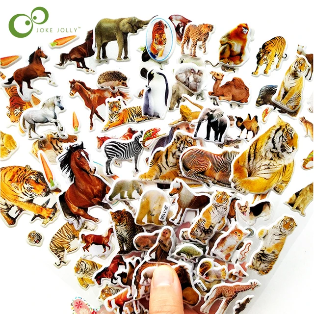 Pegatinas de animales en 3D para niños, 10 hojas de pegatinas de animales en 3D para álbum de recortes, para teléfono, portátil, regalos, animales, Tigre, León, dinosaurio, pegatina YYY GYH Pegatinas de animales en 3D para niños, 10 hojas de pegatinas de animales en 3D para álbum de recortes, para teléfono, portátil, regalos, animales, Tigre, León, dinosaurio, pegatina YYY GYH
