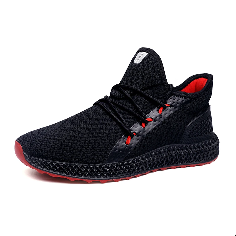 Уличная спортивная обувь для мужчин горячая распродажа дышащие и удобные мужские кроссовки беговые спортивная обувь для ходьбы - Цвет: Black Red