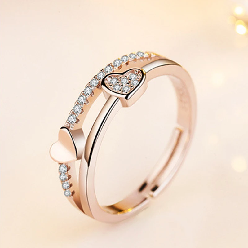 

SKA Anillos Mujer Wedding Rings For Women Anel Elegant Heart Shape Bijoux Femme Rose Gold Zircon Jewelry Women Ring JJZ009
