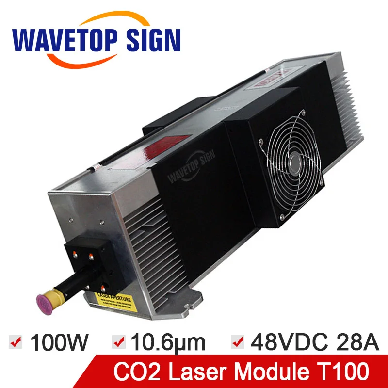 

Free Shipping CO2 Laser Module 100W RF Laser Module T100 100W Wavelength 10.6nm Input Power Supply DC48V 28A