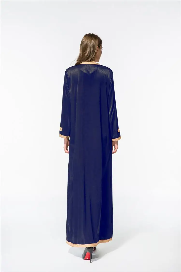 Женское платье макси с длинным рукавом, длинное винтажное платье размера плюс, вышивка, кафтан, марокканская мусульманская одежда, платье в пол