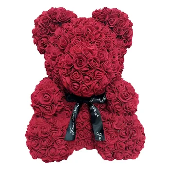 

40cm Rose Bear Artificial Flowers Valentine's Day Wedding Festival Party Gift DIY Gift Box Decoration Crafts DropShipping