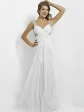 2015 stürzte neue chiffon riemen bling kristalle Boden- länge prom abendkleidern rückenfrei brautjungfer V- hals ärmellose tatsächlichen