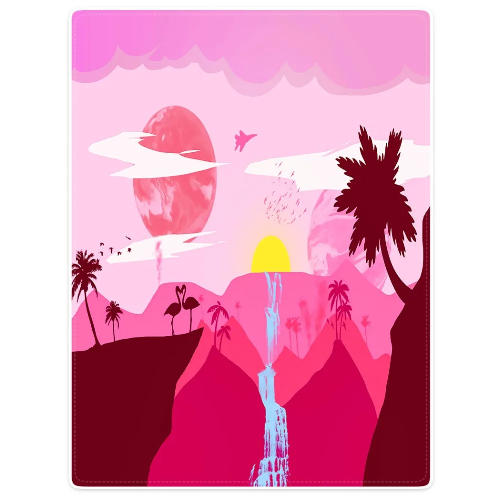 

HommomH Blanket Throw Comfort Warm Soft Plush Throw For Pink Sunset Flamingo Waterfall