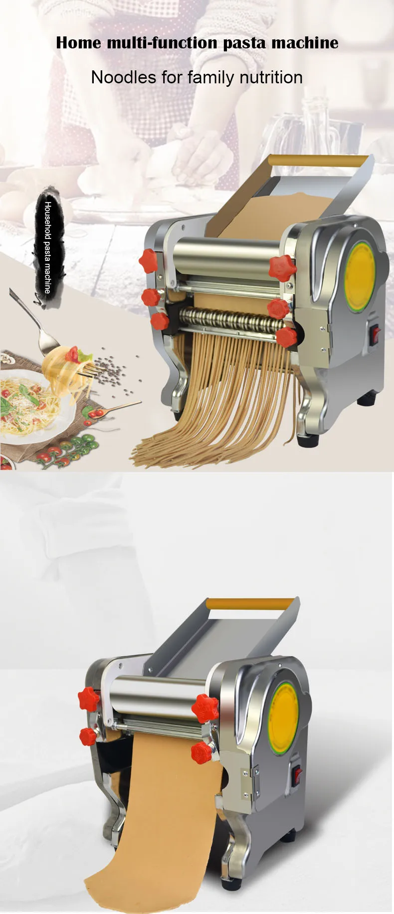 Нержавеющая сталь Электрический лапши делая прессование машина клецки паста производитель коммерческий нож для спагетти тесто ролик 3 мм 9 мм