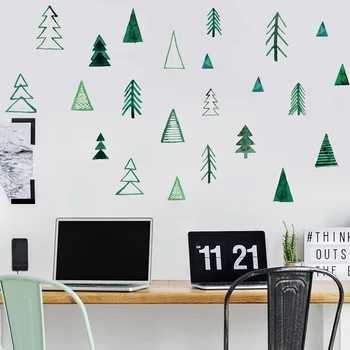 

Nordic style Green small pine combination Wall Sticker Bedroom living room decoration TV background stickers home wallpaper