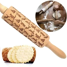 Рождественская тисненая скалка для выпечки печенье лапша печенье, фондан, пирог, тесто выгравированный ролик олень разрисованный борд