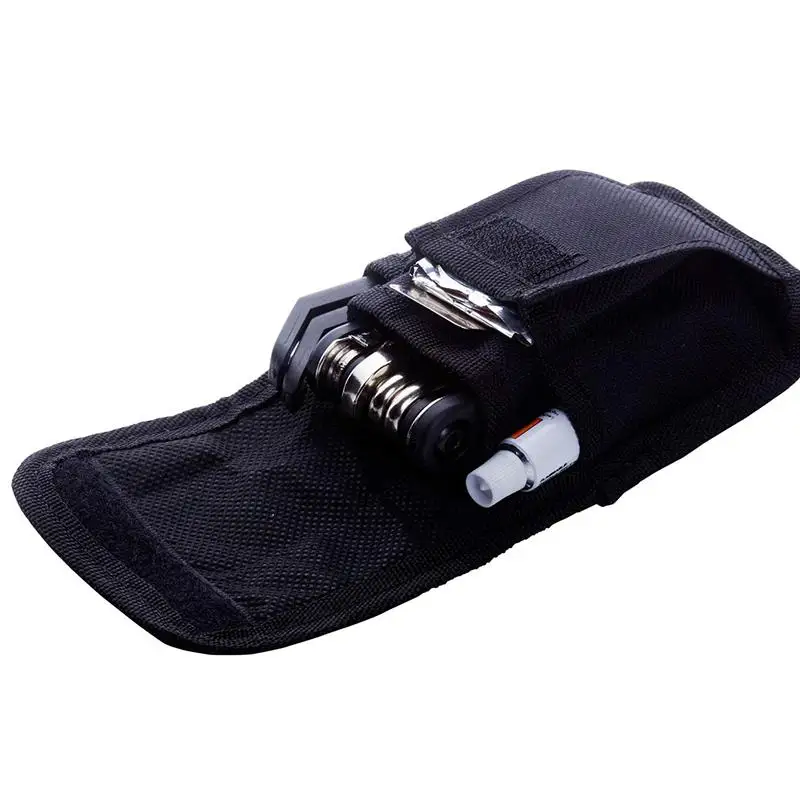 Bike Repair Tool Kits- 16 in 1 Multifunction Bicycle Mechanic Fix Tools Set Bag with Tire Patch Levers black