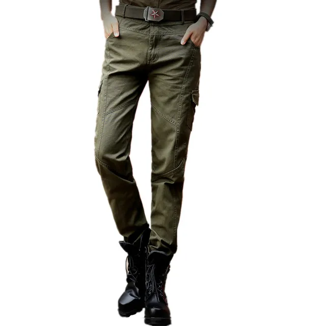Women's Military Uniform Cargo Pants Spring Casual Straight Trousers