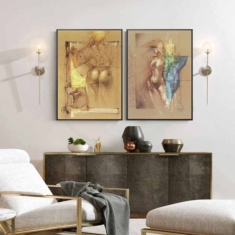 

Abstract Nude Women Oil Painting on Canvas Posters and Prints Wall Art Human Body Sketch Pictures for Living Room Decor No Frame