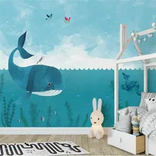 Original Nordic Simple Cartoon Whale Sea Children's House Background Customized Large Interior Wallpaper Mural 3D Photo Wall Original Nordic Simple Cartoon Whale Sea Children's House Background Customized Large Interior Wallpaper Mural 3D Photo Wall