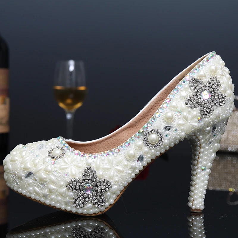 Sexy High Heels Formal Shoes Handmade Shoes font b Woman b font Thin Heel Party Rhinestone