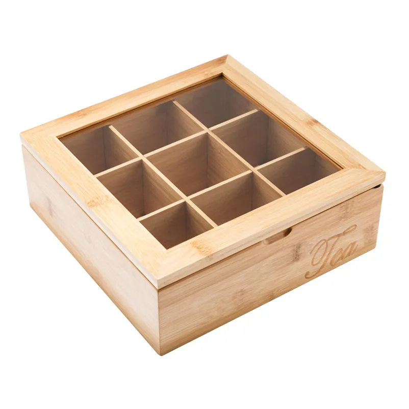 

XMT-HOME coffee storage container tea bamboo jar box wood compartment with cover