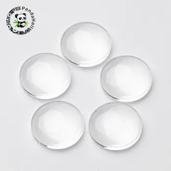 

Clear Glass Cabochons, Transparent, Half Round Circle Flat Back for Jewelry and Cabochon Settings, Clear, 14mm; 4.2mm(Range: 3