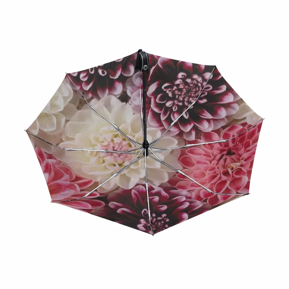 Автоматический складной зонтик с цветком, Женский тройной складной индивидуальный зонтик, женские инструменты для дождя, уникальный зонтик