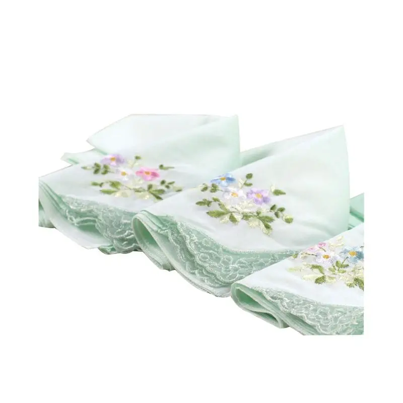 3 шт./компл. 29x29 см для женщин квадратный платок цветочной вышивкой карамельный цвет Карманный платок кружево лоскутное хлопок детские