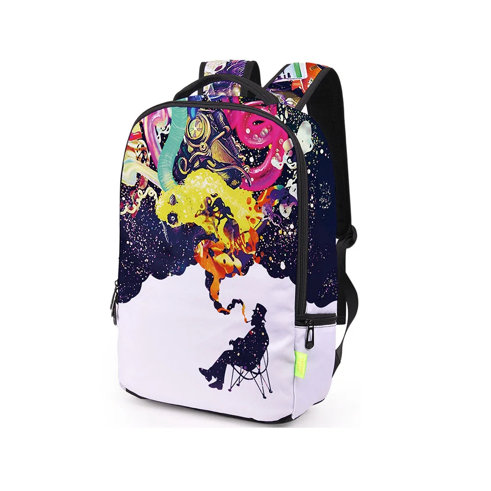 Разноцветные школьные сумки для молодых мальчиков и девочек с принтом краски, женские модные дорожные рюкзаки с граффити, Уникальные рюкзаки