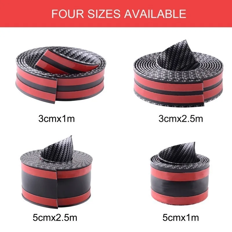 SPEEDWOW Car Door Bumper Carbon Fiber Rubber Lip Universal Front Bumper Lip Moulding Strip Door Sill Protector Edge Guard