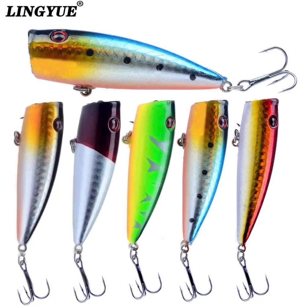 Новинка 1 шт. рыболовные приманки 5 цветов 6 см/10 г Topwater Popper наживка искусственные