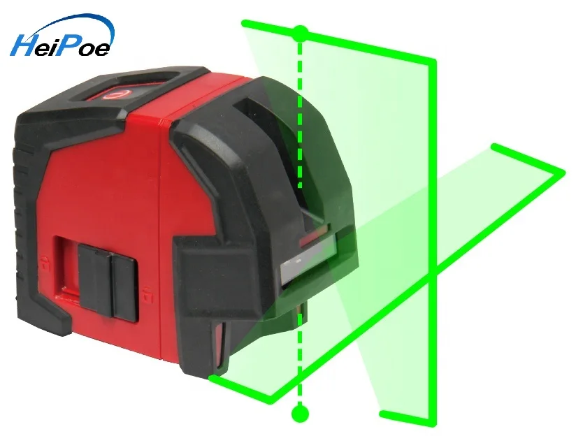 Перекрестный лазерный нивелир с 2 точками, зеленый лазерный луч, угол вентилятора 130, выбор вертикальных и горизонтальных линий, многоцелевой