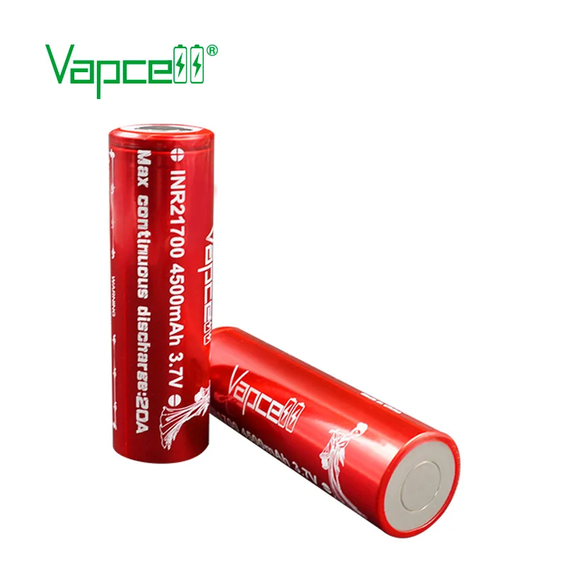 2 шт. Vapcell INR 21700 аккумулятор 4500 мАч 20A литий-ионный аккумулятор большой емкости перезаряжаемый аккумулятор для E-CIG дыма мод