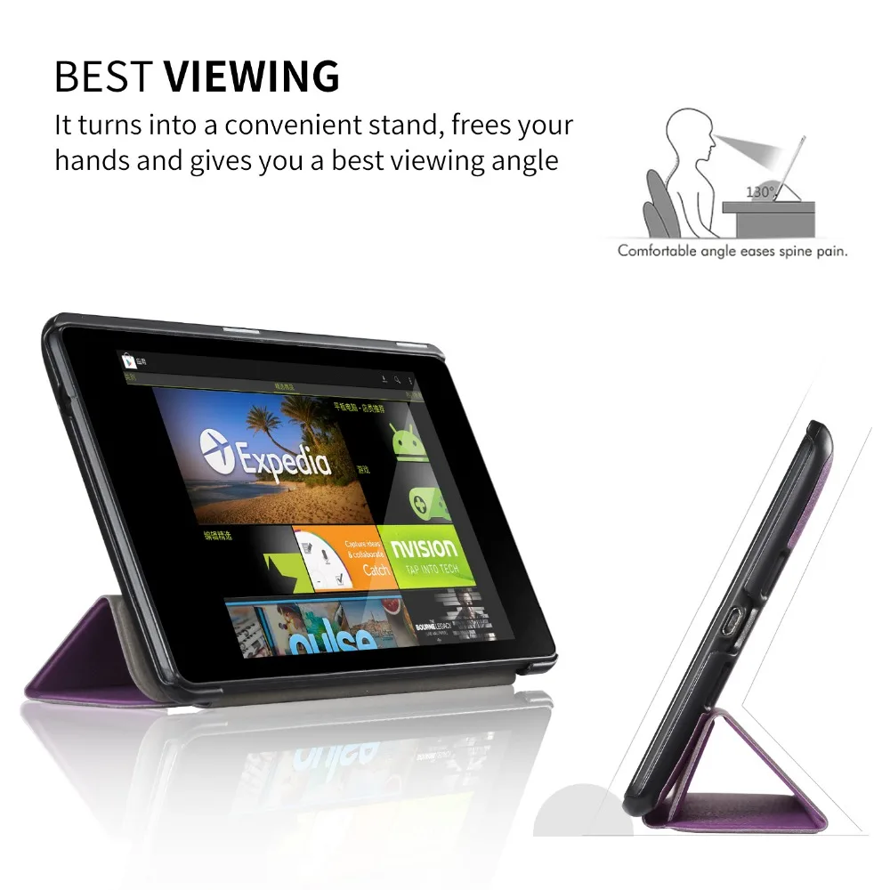 Najtaniej JOYLINK ultra cienki futerał ze skóry PU składany futerał na Google Nexus 7 2013 odwróć Tablet stojak na Nexus 7 2nd, automatyczne uśpienie obudź