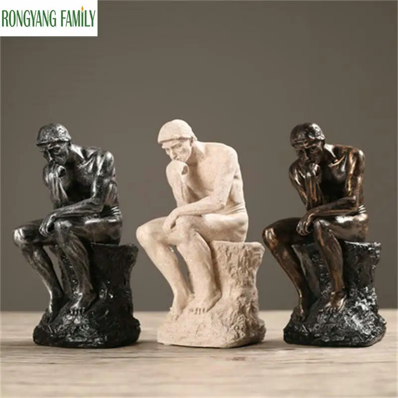 

2018 Rodin the Thinker Statue And Sculpture Fine Art Male Nude Figure European Resin Figurine Room Home Decoration Crafts Gift