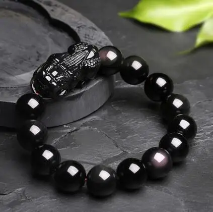 

Free shipping Fashion Natural Tiger Eye Color Stone Two PiXiu Coin 10mm 12mm Beads Bracelet