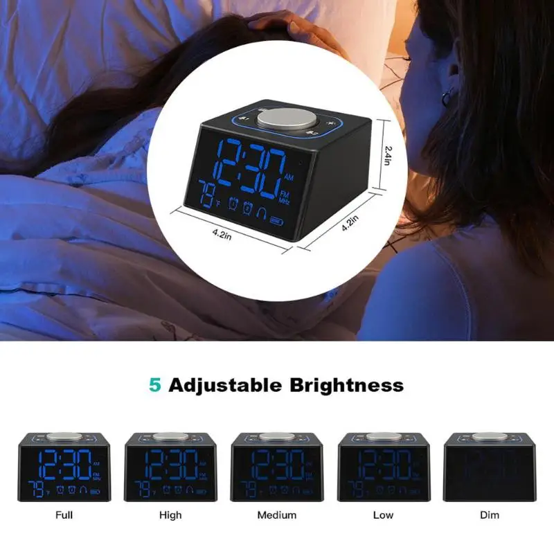 

LED Alarm Clock Digital Radio USB Electronic Home Table Decor Snooze Clock