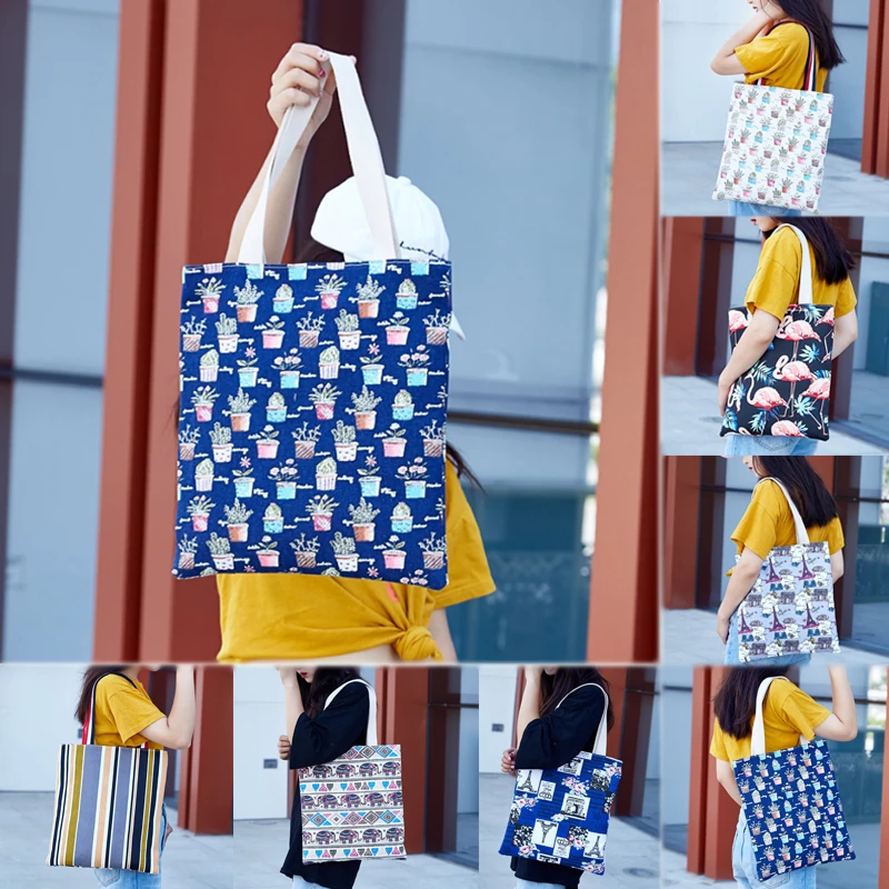 

LNRRABC Flamingo Printed Organizer Brief Storage Bag One-shoulder Canvas shopping bag 1PC Ladies Casual Cute Women high capacity