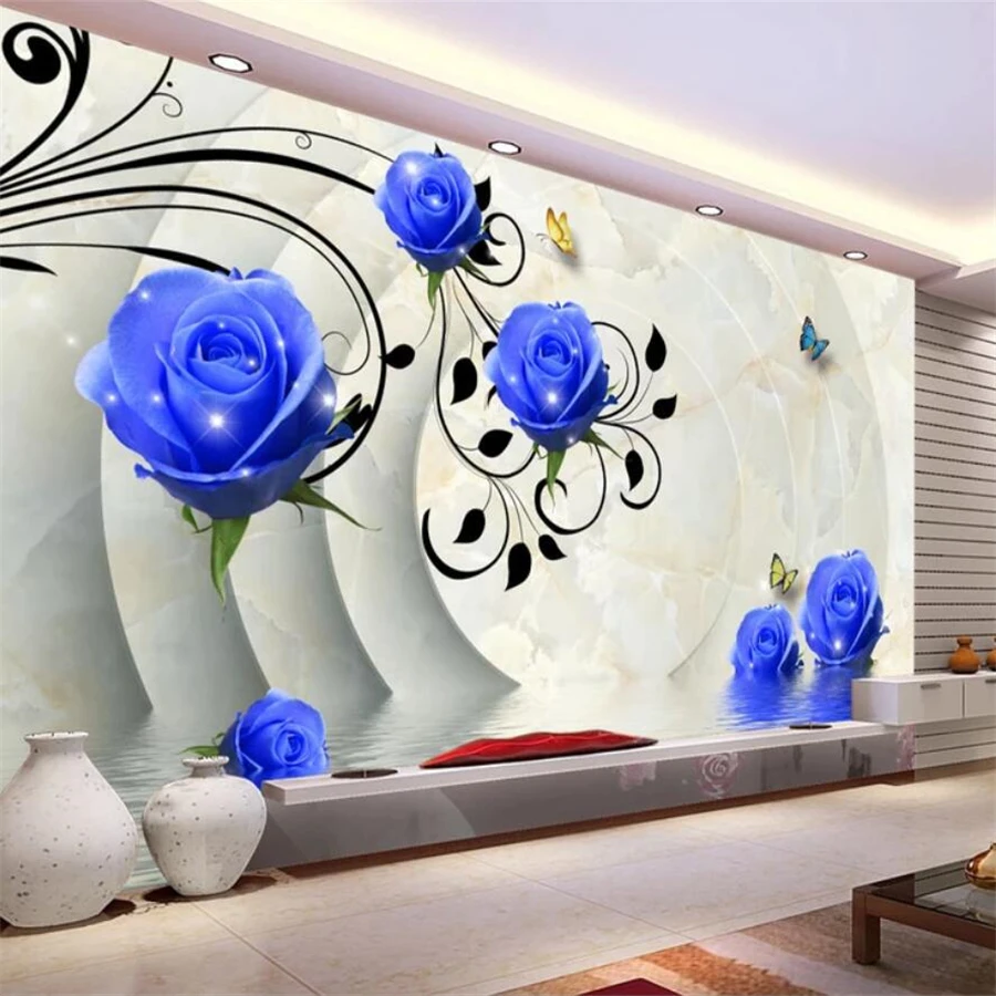Обои на заказ 3D фото фрески Papel де Parede голубая роза обои для гостиной 3d |