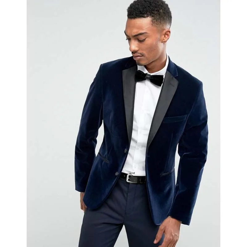 738 Latest Coat Pant Designs velvet Navy blue Wedding Dress Suits For Men jacket Tuxedo 2 Pieces Terno Casamento mens suit