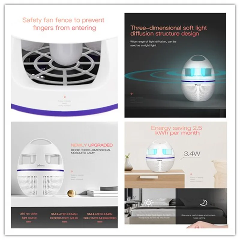 Garden Pest Control Mosquito Killer Lamp Household Purple LED Bug Fly Repellent Trap Pest Wind Power Safe Non-radiation Artifact (1)